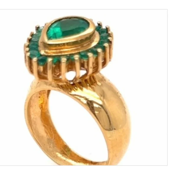 18K COLOMBIAN Emerald Bridal Ring - Picture 3 of 4